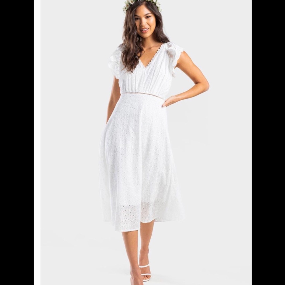 NWT Francescas Blue rain Izzy eyelet Midi dress